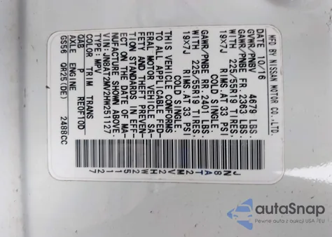 2017 Nissan Rogue Sl из США, поврежденный, VIN JN8AT2MV2HW251127